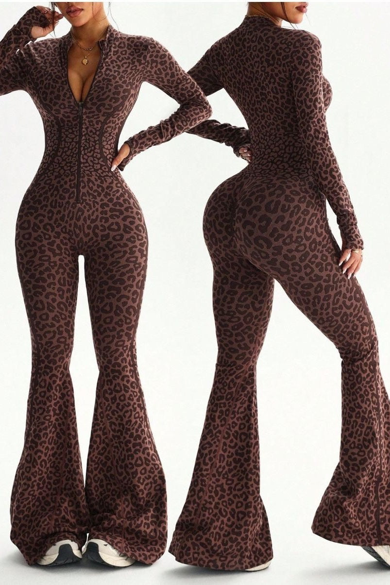 Leopard Print Flare Jumpsuit
