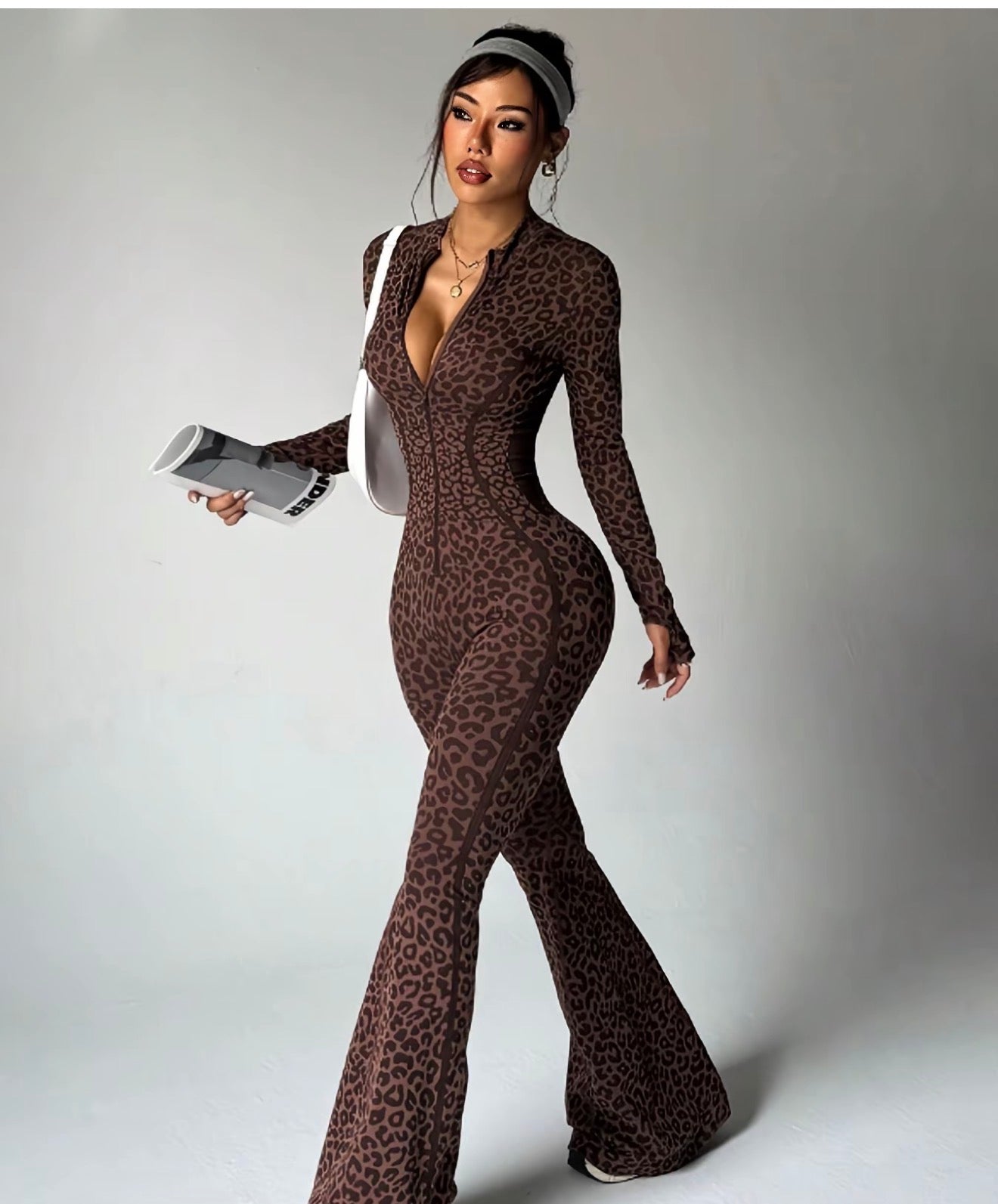Leopard Print Flare Jumpsuit